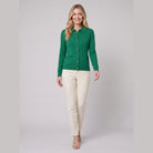 Romy wool-blend button cardigan in green on model