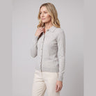 Romy wool-blend button cardigan in grey on model