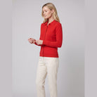 Romy wool-blend button cardigan in red on model