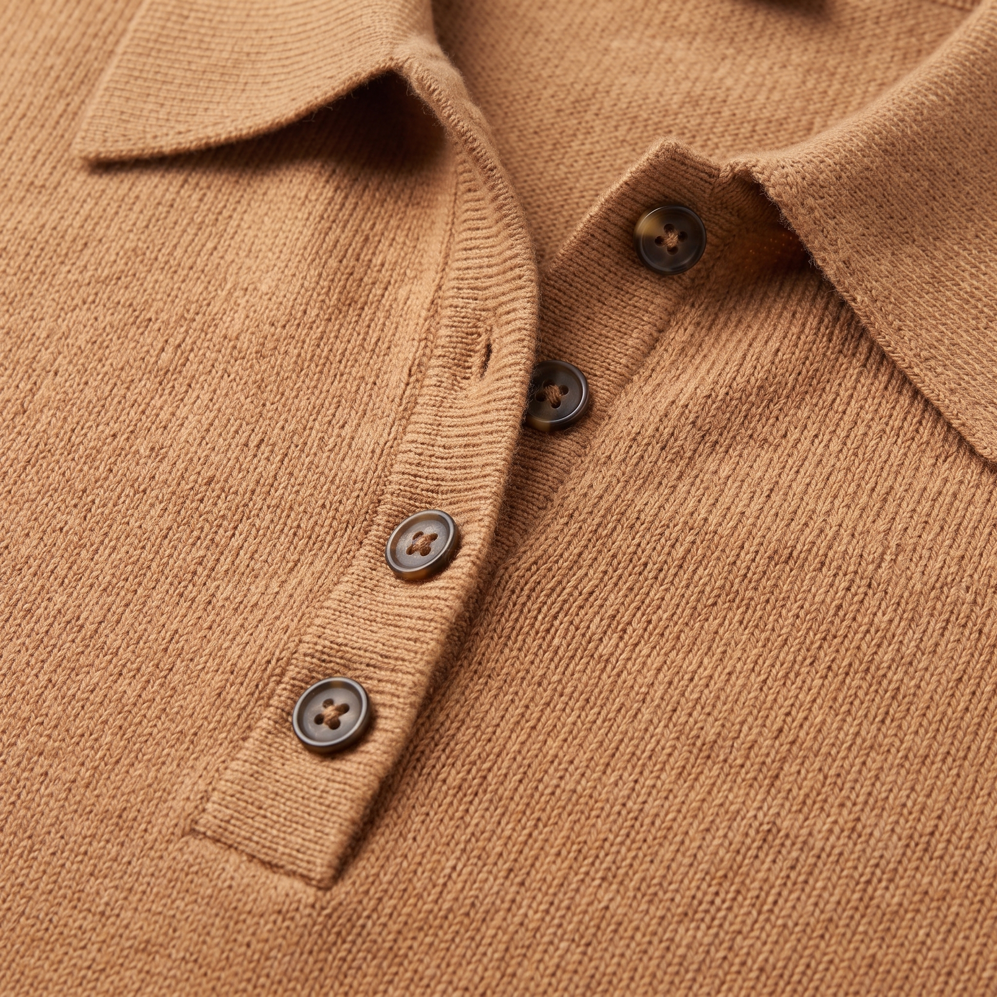 Rosalie knitted polo top collar and buttons close-up