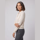 Rosalie knitted polo top in ivory on model