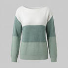 Thera colour-blocked boat neck sweater, flat lay product shot
