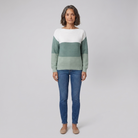 Thera colour-blocked boat neck sweater in sage on model