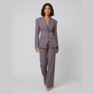 Wanda tailored peak lapel suit in grey on model