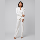 Wanda tailored peak lapel suit in white on model