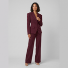 Wanda tailored peak lapel suit in wine red on model