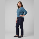 Willa knitted polo sweater in teal on model