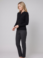 Winona wool-blend polo cardigan in black on model