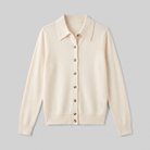 Winona wool-blend polo cardigan in cream, flat lay product shot