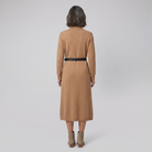 Wynter wool-blend knit midi dress in camel, back view on model