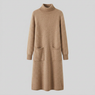 Wynter wool-blend knit midi dress in camel, flat lay product shot